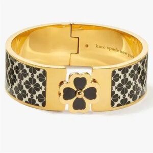 Kate Spade Gold & Black Flower Hinged Bangle | Classic Everyday Bracelet